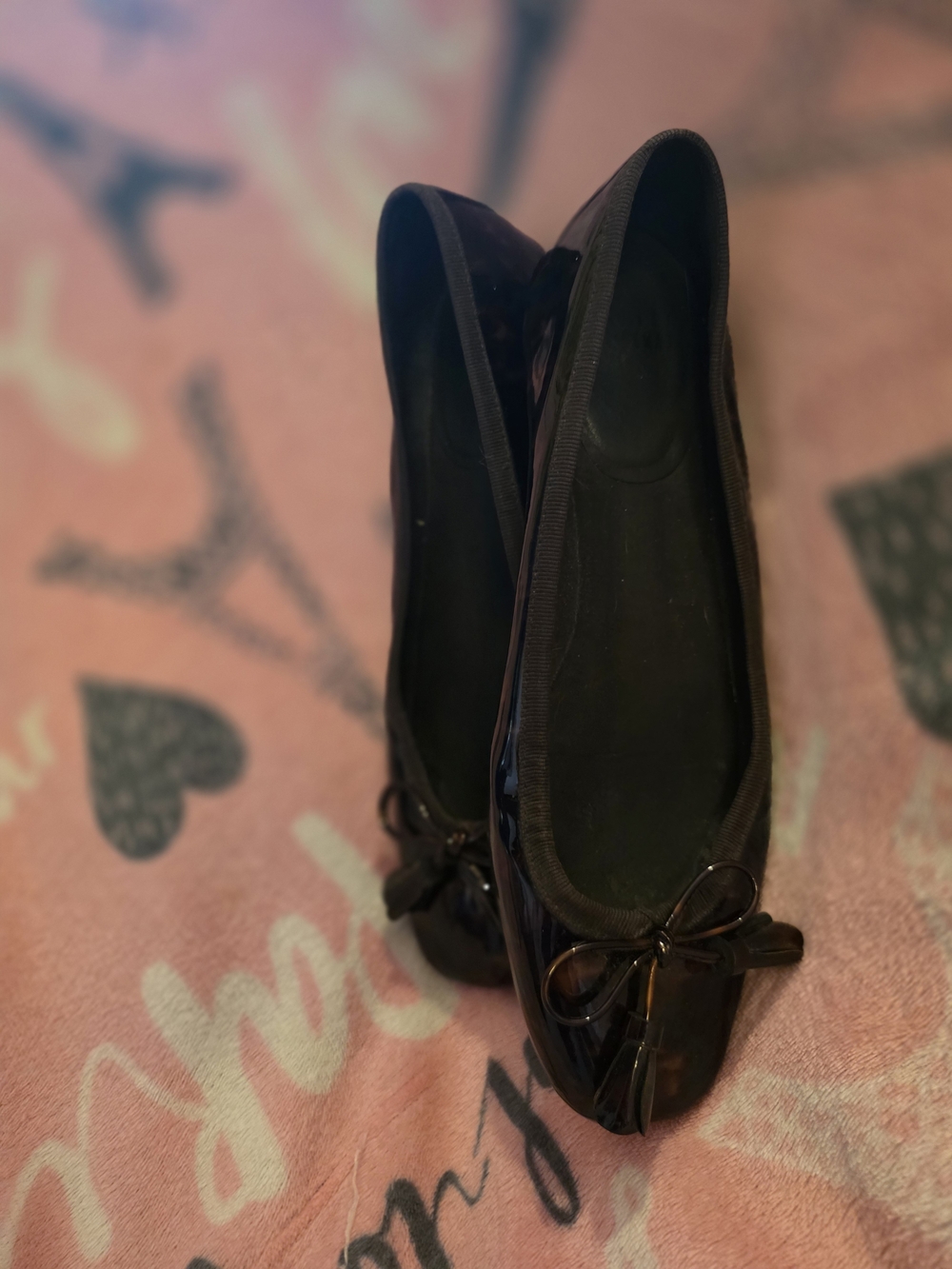 STUART WEITZMAN Black Patent Bow leopard Flats Shoes Womens Sz9